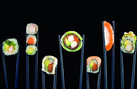 Sushi, Tempura, Dim-Sum, Asiatische Snacks und Dips