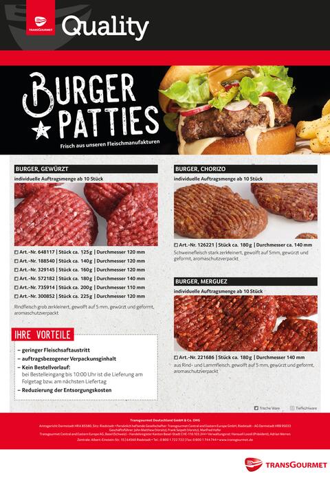 Transgourmet Quality Burger Patties