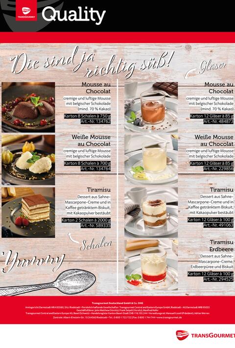 Transgourmet Quality - Dessert Artikel